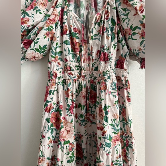 NWT Anthropologie The Somerset Maxi Floral White Smocked Puff-Sleeve Dress SP - Picture 7 of 12